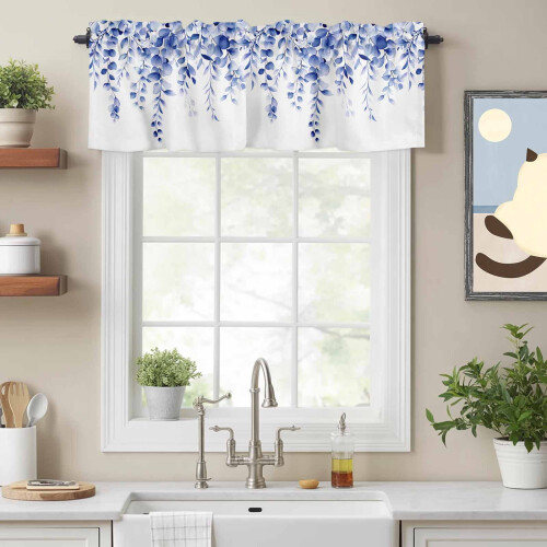 Blue Eucalyptus Valance Rod Pocket 54x18in 1