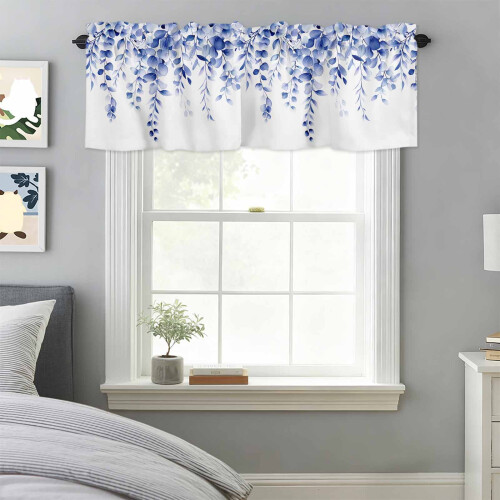 Blue Eucalyptus Valance Rod Pocket 54x18in 2