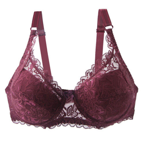 Women's Full Coverage Lace Underwire Bra Padded 34D-48DD