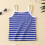 Ribbet singlet for jenter, stripete, 3-4 år 2