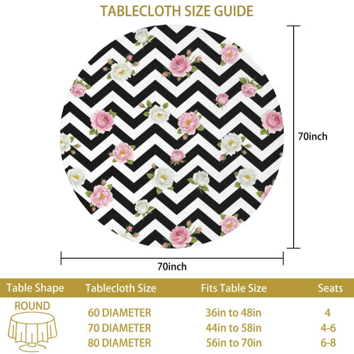 Floral Print Round Tablecloth 60 x 60 Inch 2