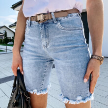 Women's denim short shorts with button pockets