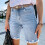 Women's denim short shorts with button pockets 1