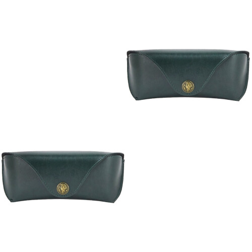 2Pièces Étui Rétro En PU Vert Et Pour Lunettes 2