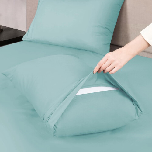 Set de cearșafuri din microfibră Twin XL, verde gri, 3 buc. 2