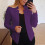 Sacou business pentru femei, violet, solid, slim fit 2