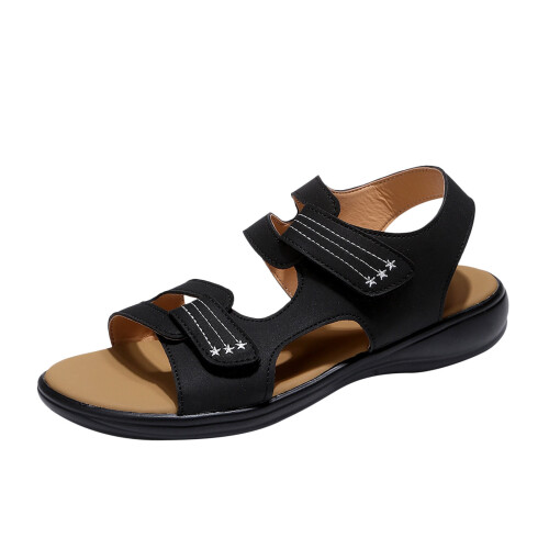 Women's Flat Striped Sandals Black Size 7 1