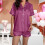 Damen-Seidenpyjama-Set, Kurzarm, Satin, 2-teilig 2