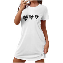 Plus Size Mintás Rövid Ujjú Ruha Pihenésre –