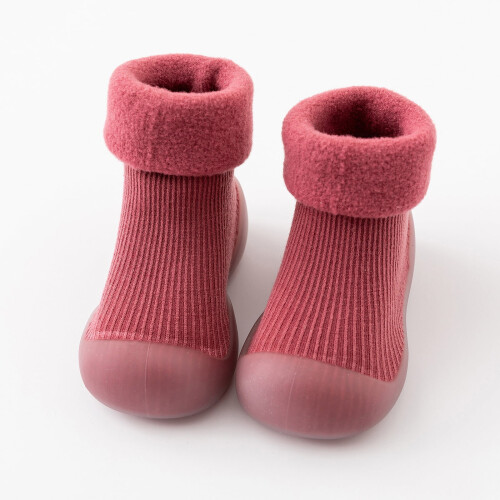 Soft Knit Toddler Slippers Rubber Sole Size 12 2