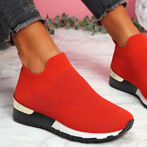 Dame Stretch Slip-On Sneakers Rød Størrelse 10.5 1