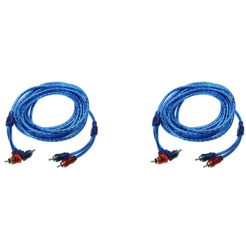 2pcs 5M 2 Rca to 2 Rca Plug Car Stereo Audio Copper Cable System Amplifier Braided