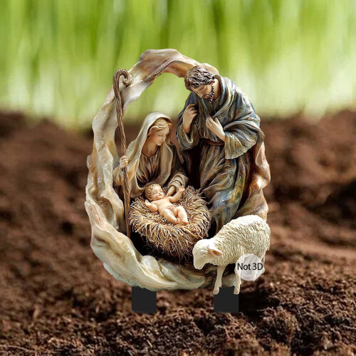 Conjunto de estacas para decoração de jardim com presépio 2