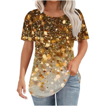 Damen-Sommer-T-Shirt mit kurzen Ärmeln und Falten, Stil 2025