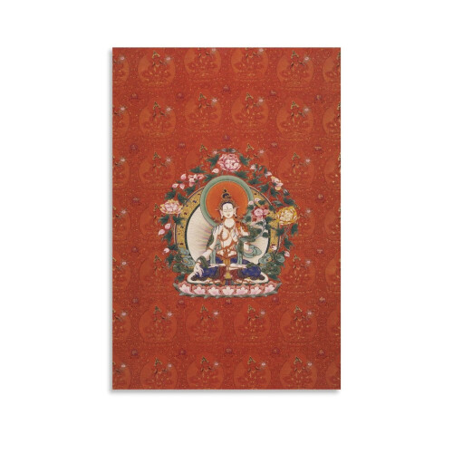 Vit Tara Thangka målningaffisch 20x30 tum