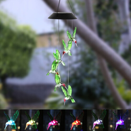 Capino farbwechselndes LED-Solar-Kolibri-Windspiel