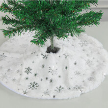 Saia para árvore de Natal com flocos de neve brancos e lantejoulas de 38 cm (15 polegadas)