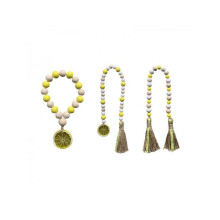 Guirlande de perles en bois citronné Feiona, décoration murale rustique 152 cm