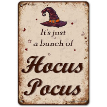 Décoration murale vintage en métal Hocus Pocus Halloween