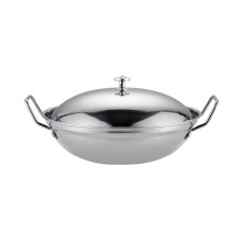 Stainless Steel Wok Pan for Stir-Frying and Shabu-Shabu, 30
