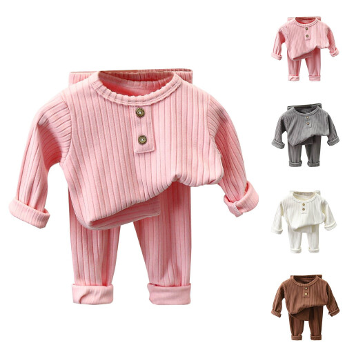 Boys Ribbed Thermal Underwear Set Gray Two-Piece 2