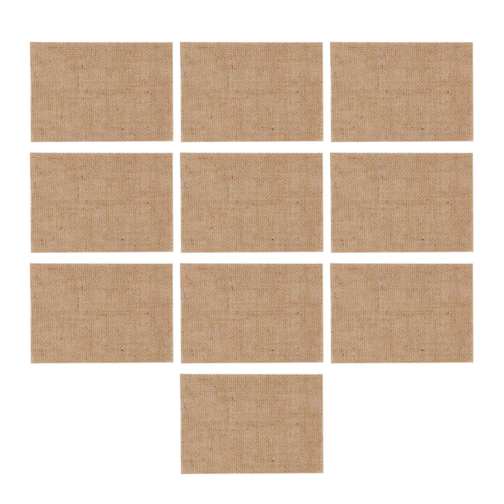 Semoic 10 Pcs Natural Hessian Burlap Place Mat Table Placemats Coaster Dining Decor