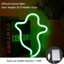 Enseigne lumineuse LED fantôme verte pour chambre d'Halloween