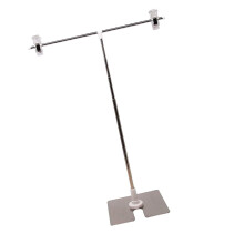 Suporte de mesa metálico para exibição de pôsteres e cartazes.