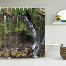 Rideau de douche en tissu imperméable naturel de forêt tropicale avec