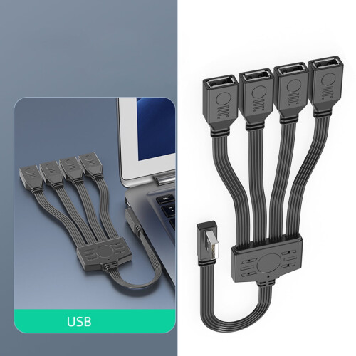 Cabo adaptador USB 2.0, divisor 4 em 1 para celular e laptop. 1