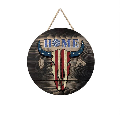 Placa de madeira rústica americana com laço vermelho, 30x20 cm (12x8 polegadas)