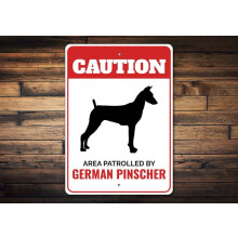 Panneau d'avertissement Pinscher allemand en métal, 8 x 12 pouces