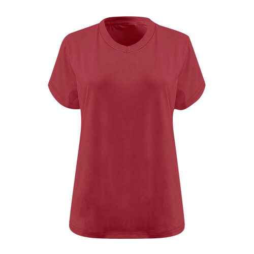 Γυναικείο T-shirt με V λαιμόκοψη, κοντομάνικο, καλοκαιρινό τοπ με χαλαρή εφαρμογή 2