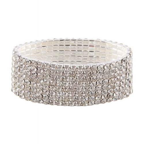 Brudearmbånd med strass, 28 mm, 8 rader