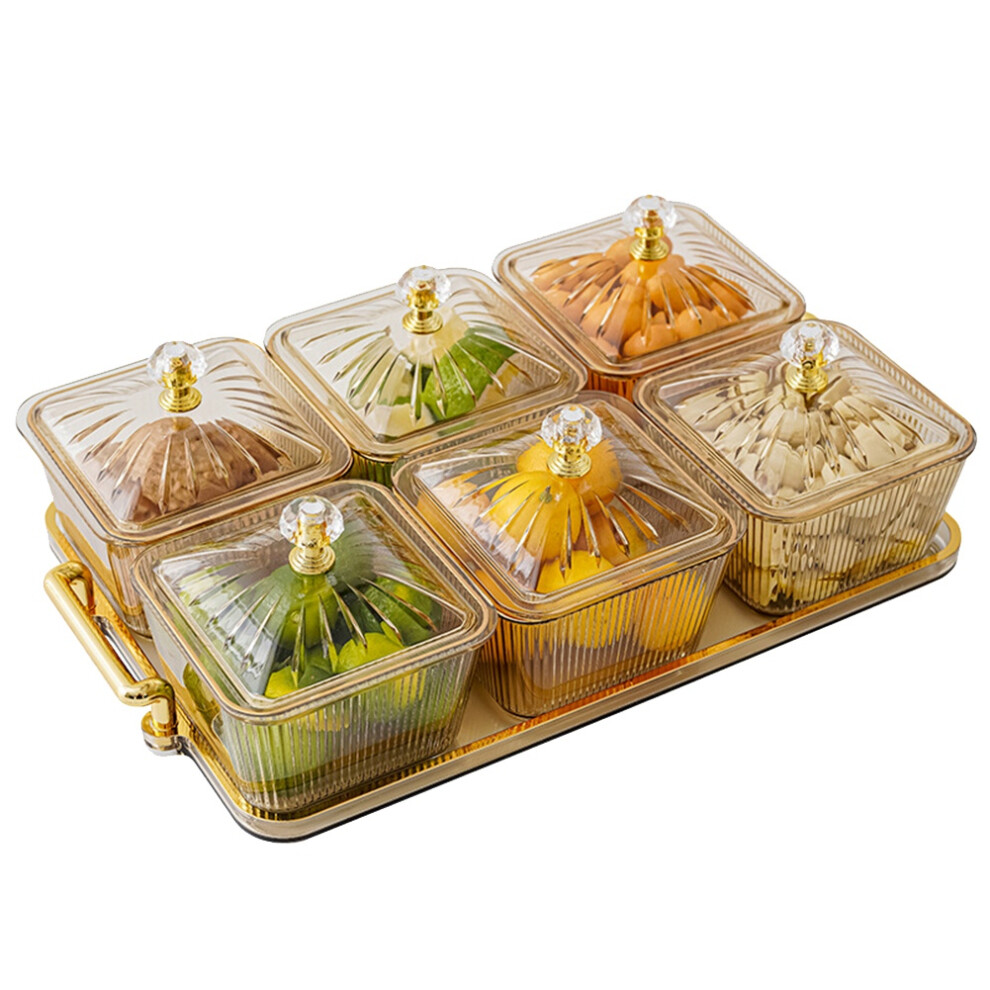 Semoic Light Luxury Glass Compartment Fruit Plate Commercial Bar Plate Household Living Room Fruit Dried Fruit Plate