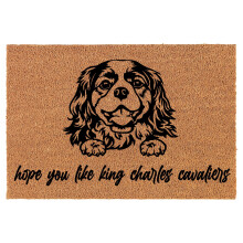 Tapis de porte en fibre de coco, motif Cavalier King Charles, 61 x 41 cm