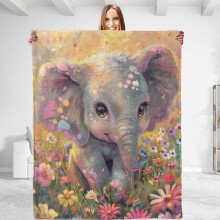 Elephant throw blanket soft plush flannel50x40in