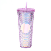 Gobelet Happon en plastique à picots avec couvercle et paille, 710 ml (24 oz), rose