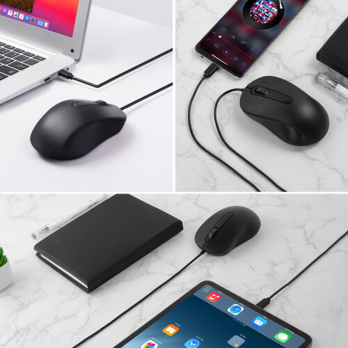 Tragbare USB-C-Maus, 3 Tasten, 1000 DPI, ergonomisch 1