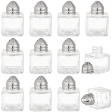Mini peperstrooier van glas, kubusvormig, 12 stuks, 1,2 x 1,2 x 2 inch