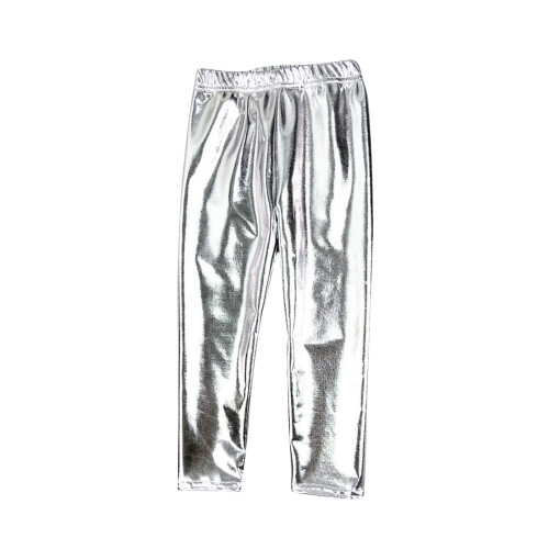Kids Solid Color Shiny Pants Reflective Fabric Casual 1