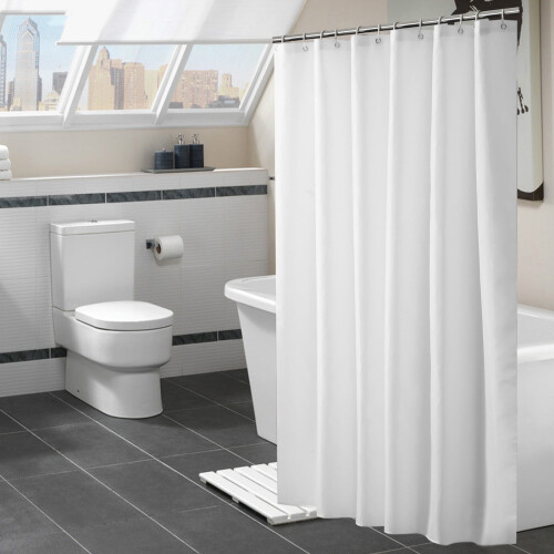 Cortina de chuveiro com textura waffle, 180 x 180 cm (71 x 71 polegadas), resistente.