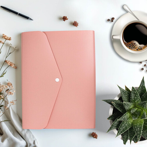 Plastic Felt A4 File Folder with 6 Compartments Pink 2
