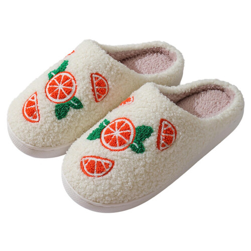 HWRETIE Couples Orange Winter Slippers Thick Sole 1