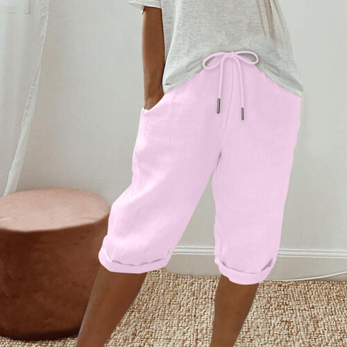 Dames Bermuda Shorts Effen Casual Capris S-3XL 1