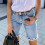 Women's denim short shorts with button pockets 6