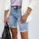 Women's denim short shorts with button pockets 5
