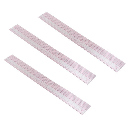 3X Drawing Tool Squares Angles Parallel  Soft Plastic Metric Ruler Clear