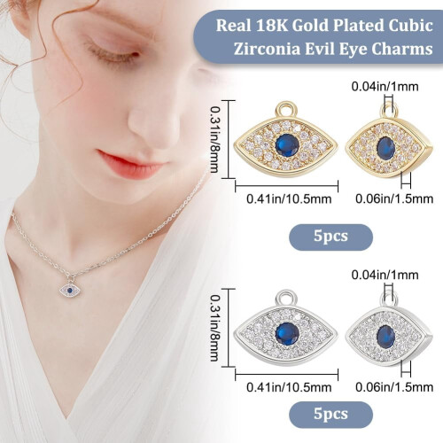 Evil Eye Charms18K Gold Plated Brass10pcs2colors 1
