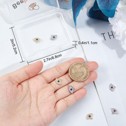 Evil Eye Charms18K Gold Plated Brass10pcs2colors 2